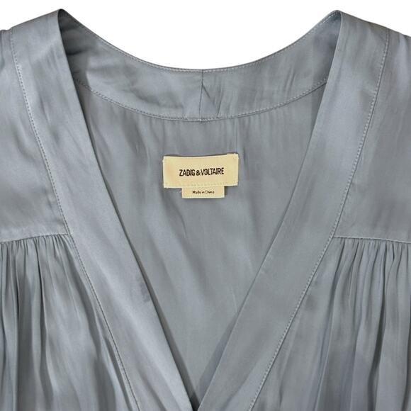 Zadig & Voltaire Size XS Ralia Satin Midi Dress Blue Elegant Special Occasion - Picture 4 of 11